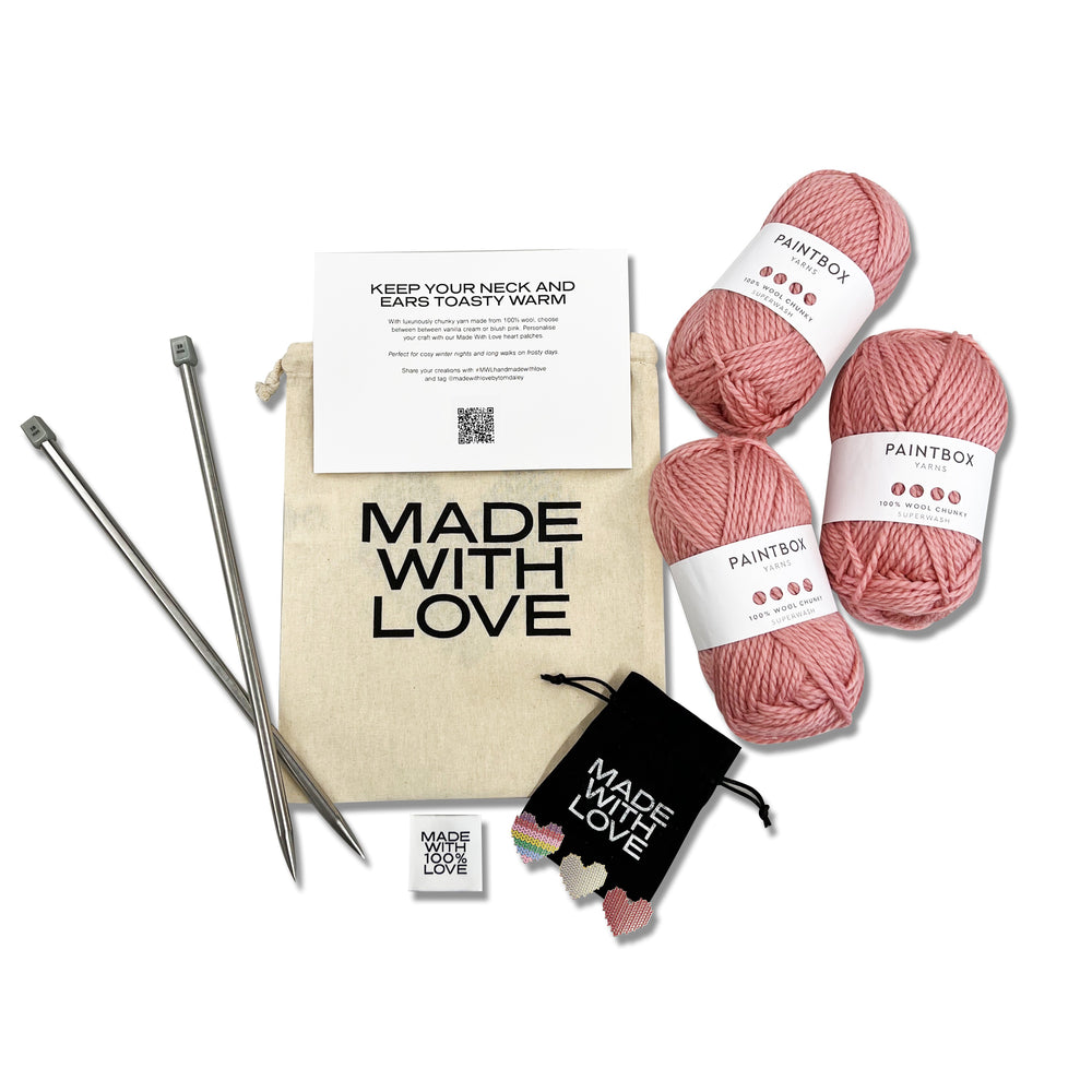 Made With Love Snood Knit Kit - Blush Pink