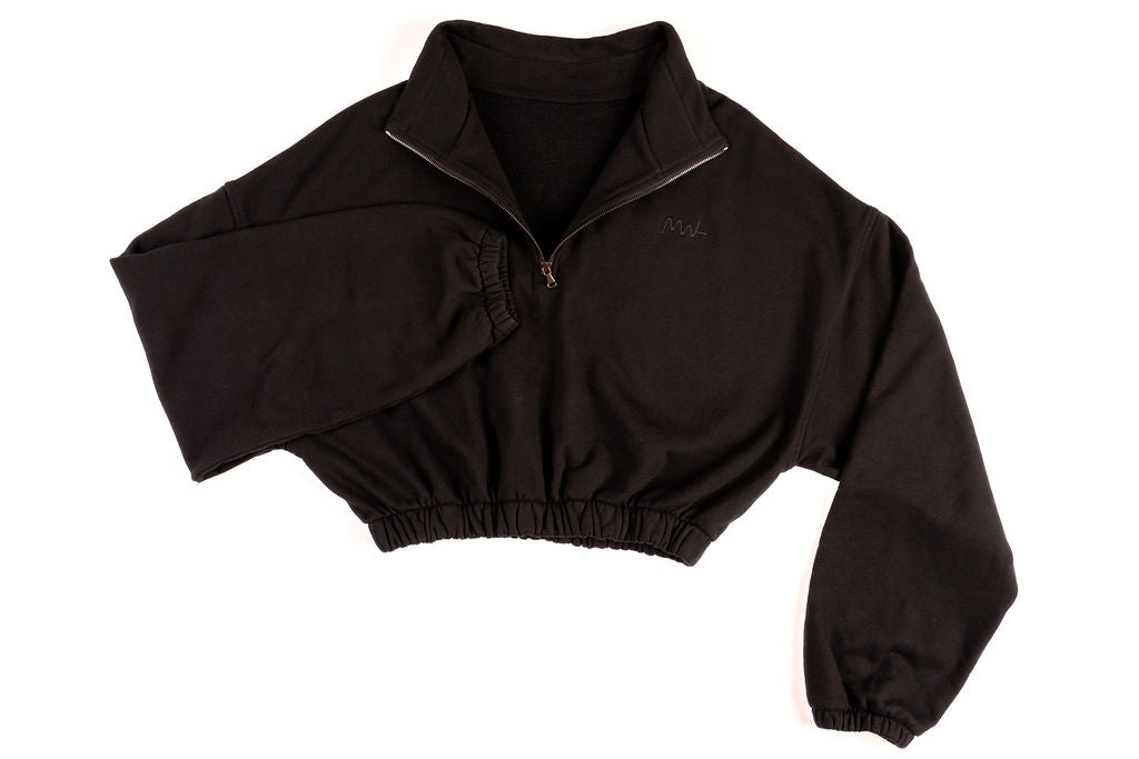 The Cropped 3/4 Zip Black