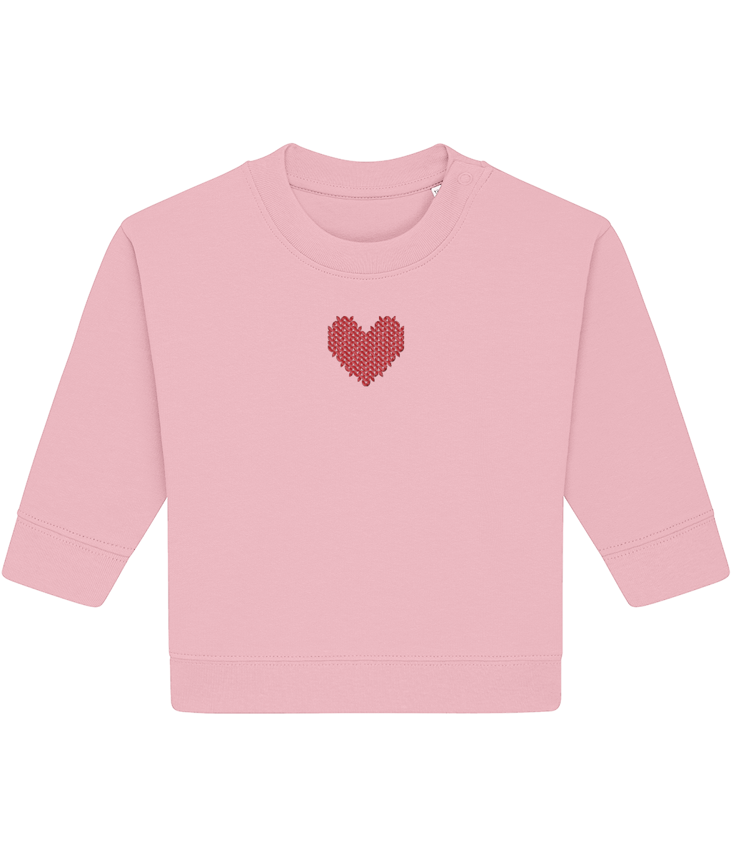 Made with Love Baby Embroidered Red Heart Long Sleeve