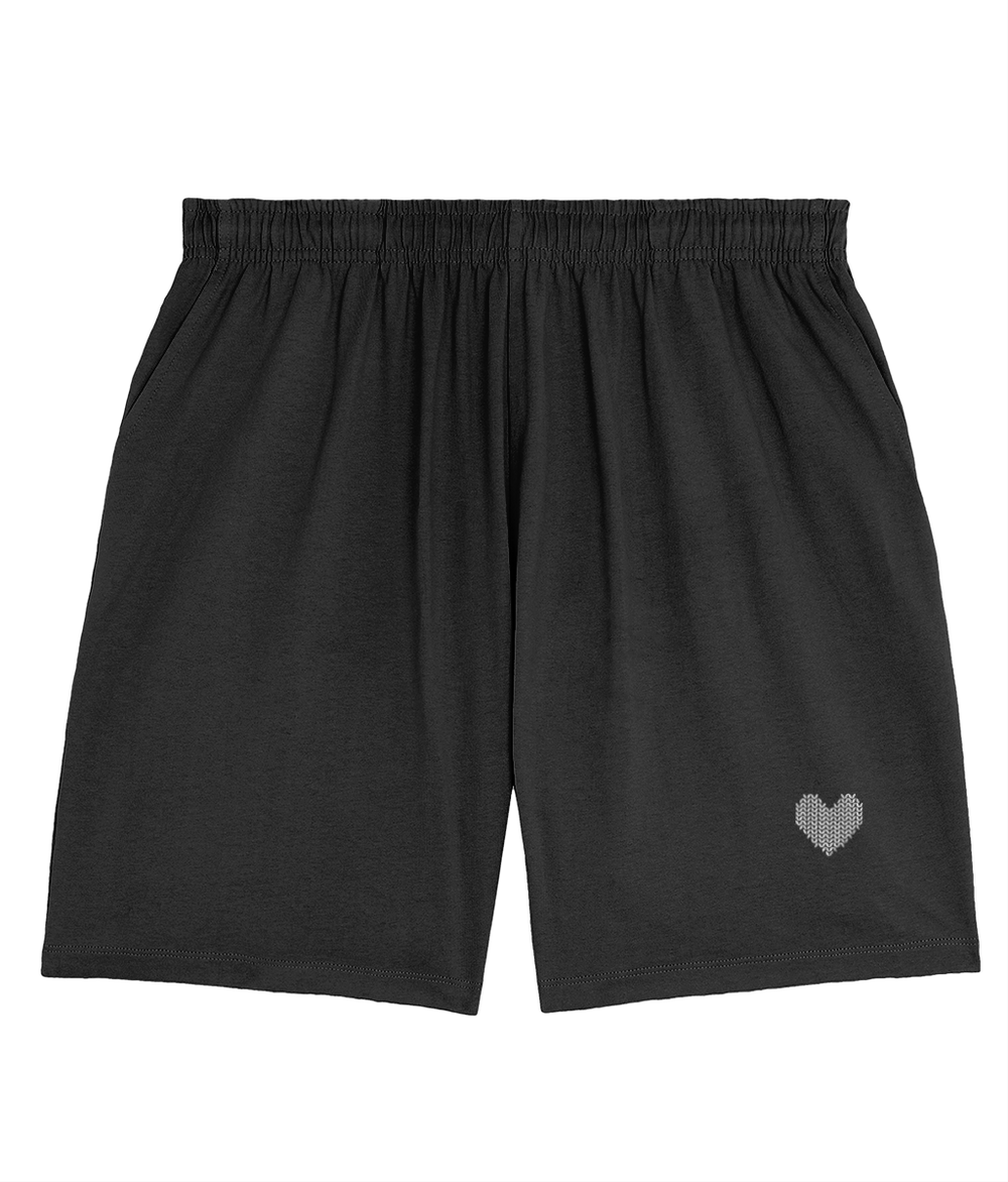 MADE WITH LOVE EMBROIDERED WHITE HEART SHORT