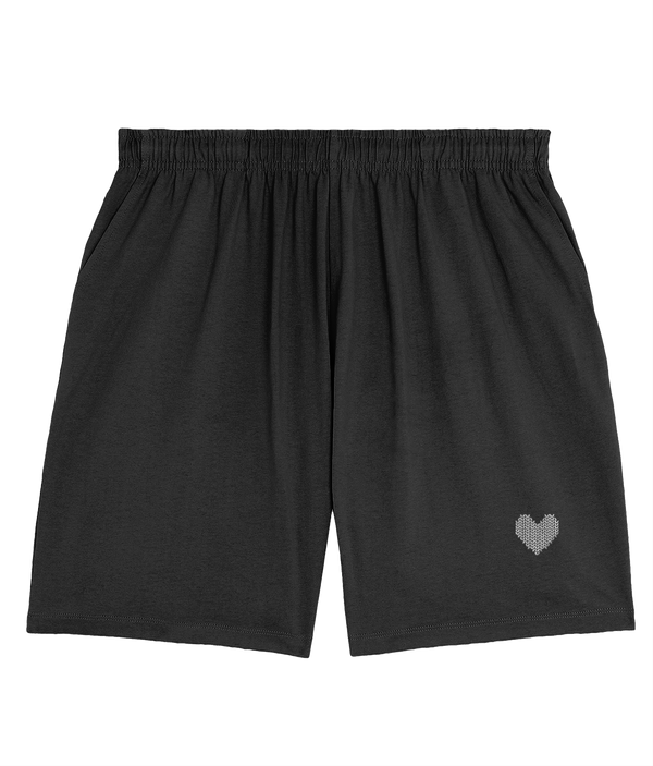 MADE WITH LOVE EMBROIDERED WHITE HEART SHORT